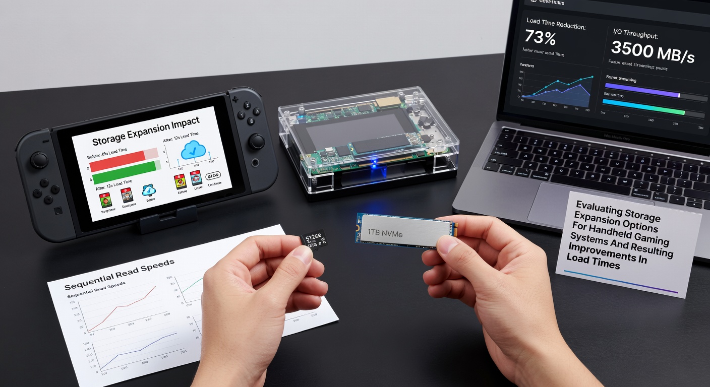 Benchmark graphs comparing load times on handheld systems before and after storage upgrades