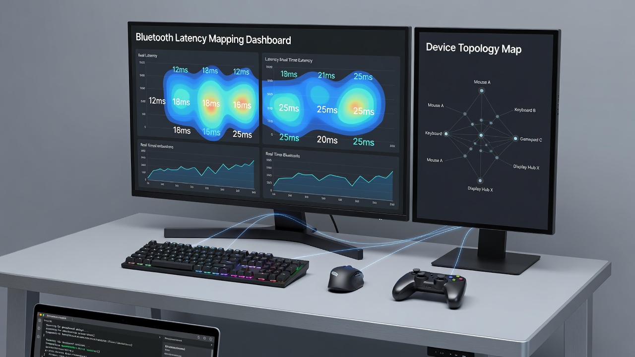 Graph illustrating latency measurements across one, two, and three display configurations with Bluetooth devices