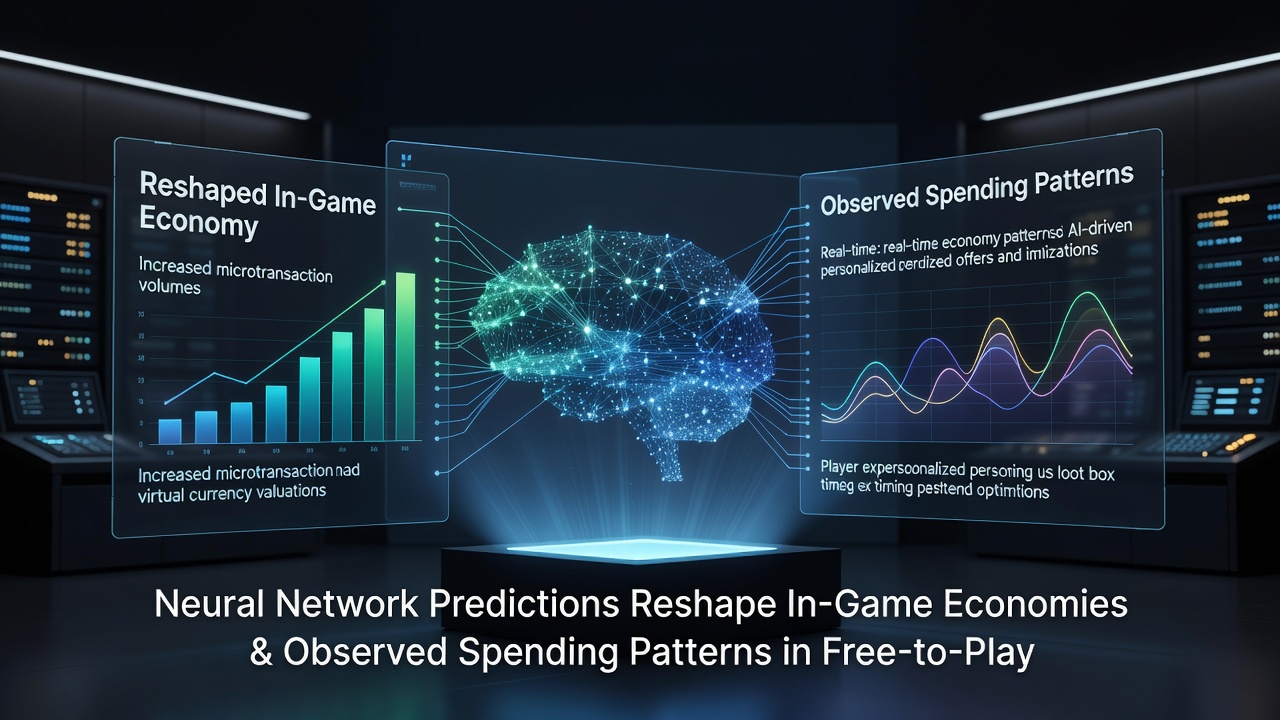 Charts displaying shifts in free-to-play player spending distributions after neural network implementation