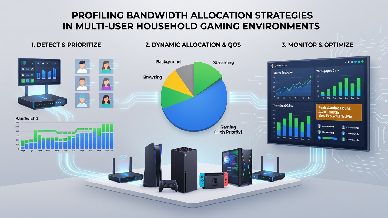 Dashboard showing bandwidth usage graphs across multiple gaming devices in real time