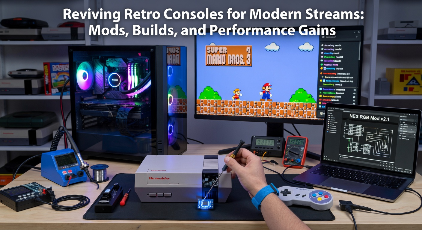 Modded Super Nintendo console connected to modern streaming setup wth HDMI output and capture card