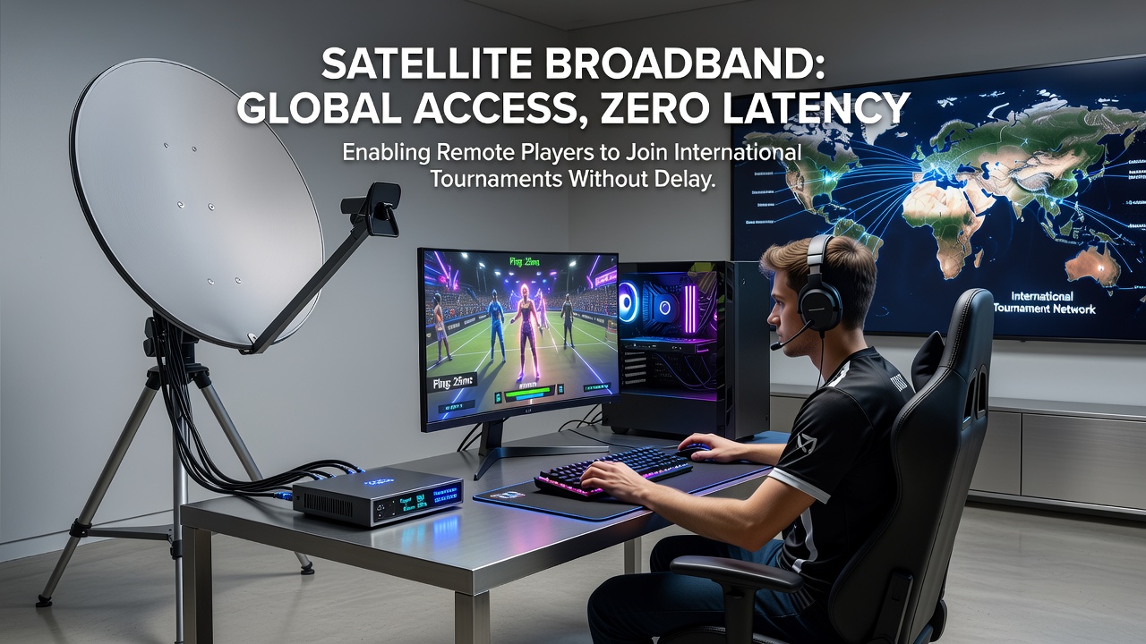 Esports tournament setup in a remote location using satellite internet connection