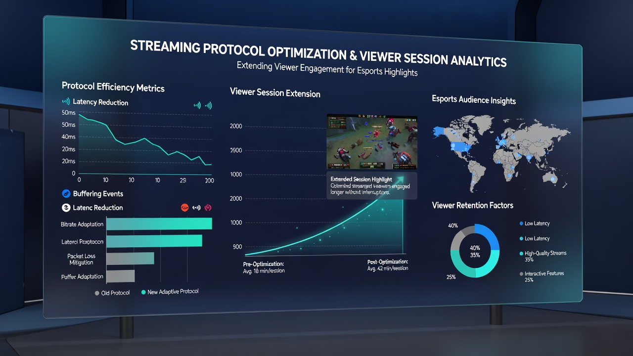 Close-up of smart display interface during esports highlight playback with protocol metrics overlay